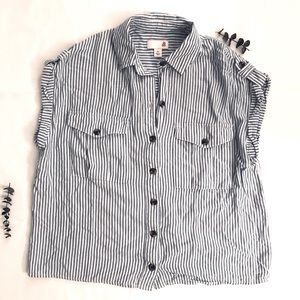Striped Button Blouse Top